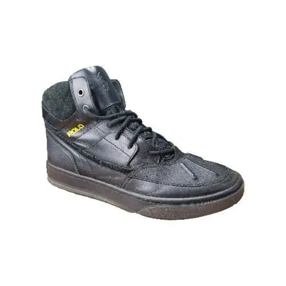 Polo Ralph Lauren Boots Levon Black Leather Suede Mens‎ Size 8 D Rain Winter